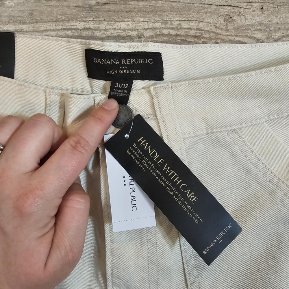 Banana‎ Republic Jeans Womens 31/12 Ivory High Rise Slim Leg Ankle Length